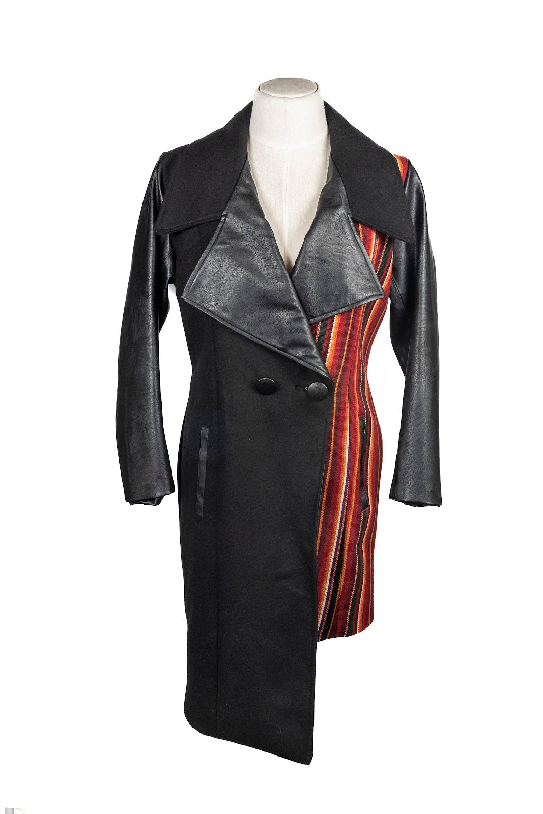 Abrigo Asimetrico Aguayo/Paño S-M-L-XL