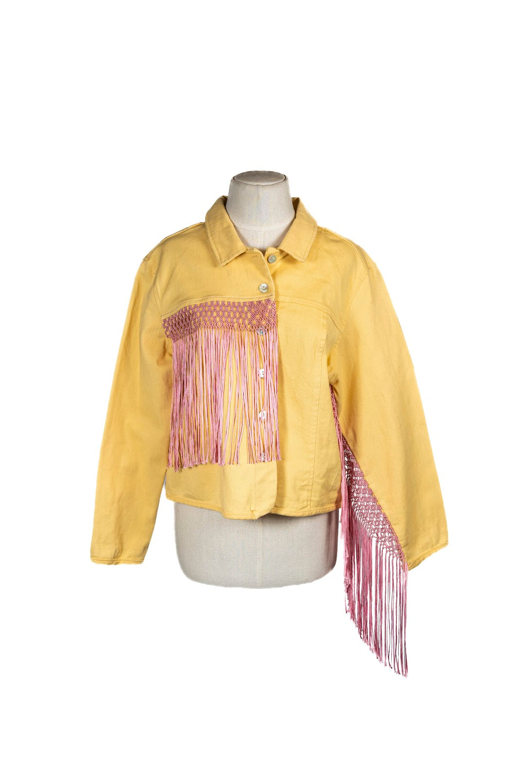 Chaqueta Amarilla C/Flecos Rosado