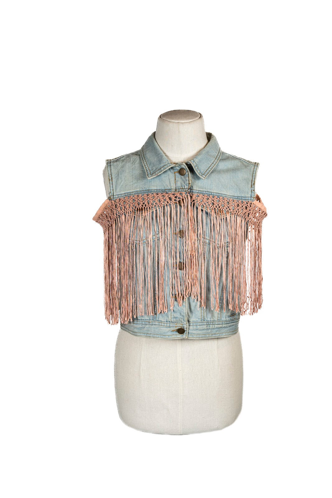 Chaleco Jean C/Flecos Rosado