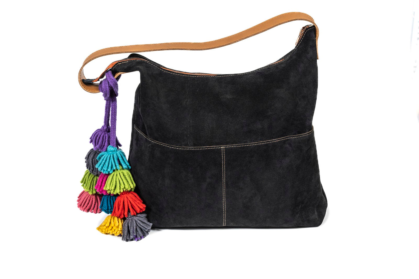Cartera Cuero Varios Colores C/Accesorio Lana tullma