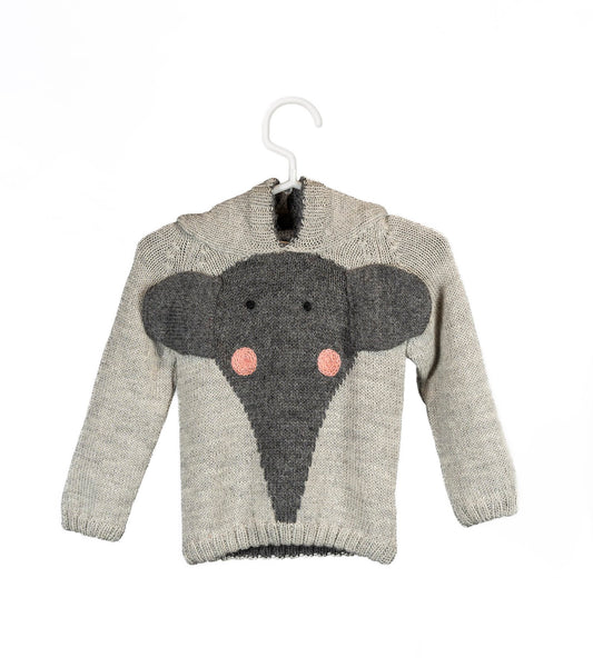 Chompa C/Capucha Reversible Elefante 6M/12M