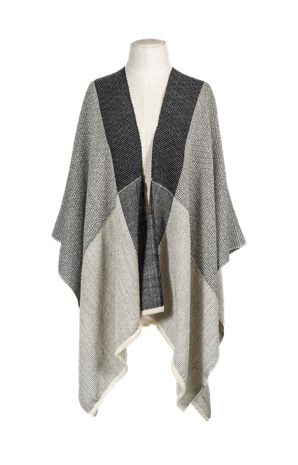 Ruana Meisho Blanco/Negro/Verde/Morado Baby Alpaca
