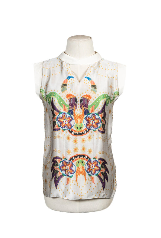 Blusa C/Manga Estampado Diablo Blanca S a L