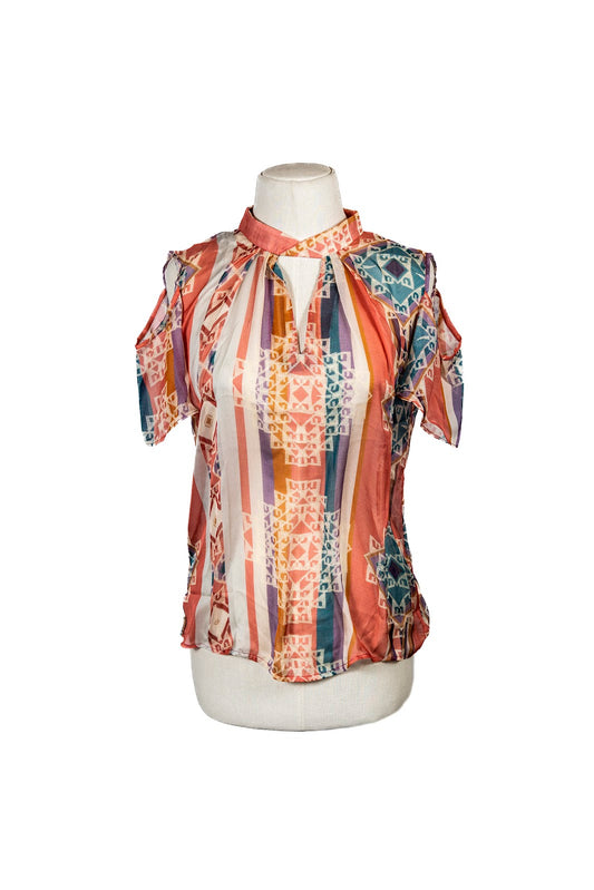 Blusa Pachaku Manga Corta Seda Satin S-M