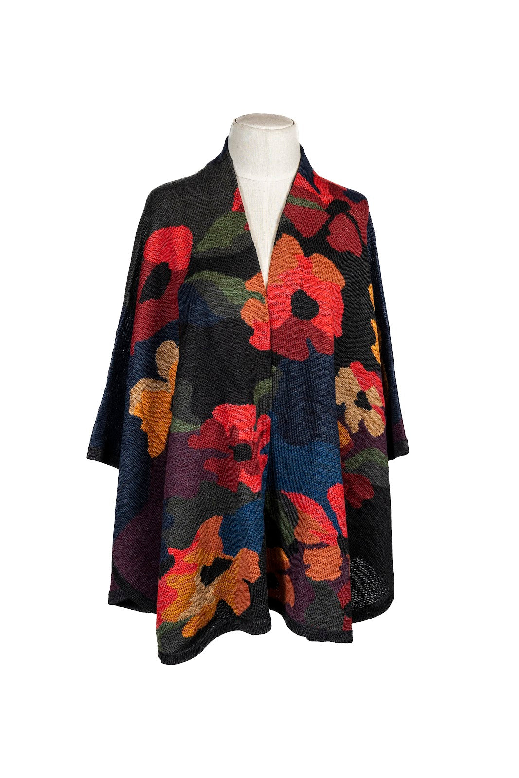 Fiore Ruana Negro/Flores Alpaca